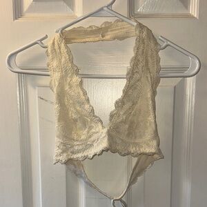Free People Lace Halter Bralette - Cream